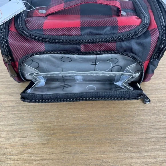 LUG Cosmetics Train Case Buffalo Plaid Red Black New Makeup Travel Bag - Picture 6 of 12